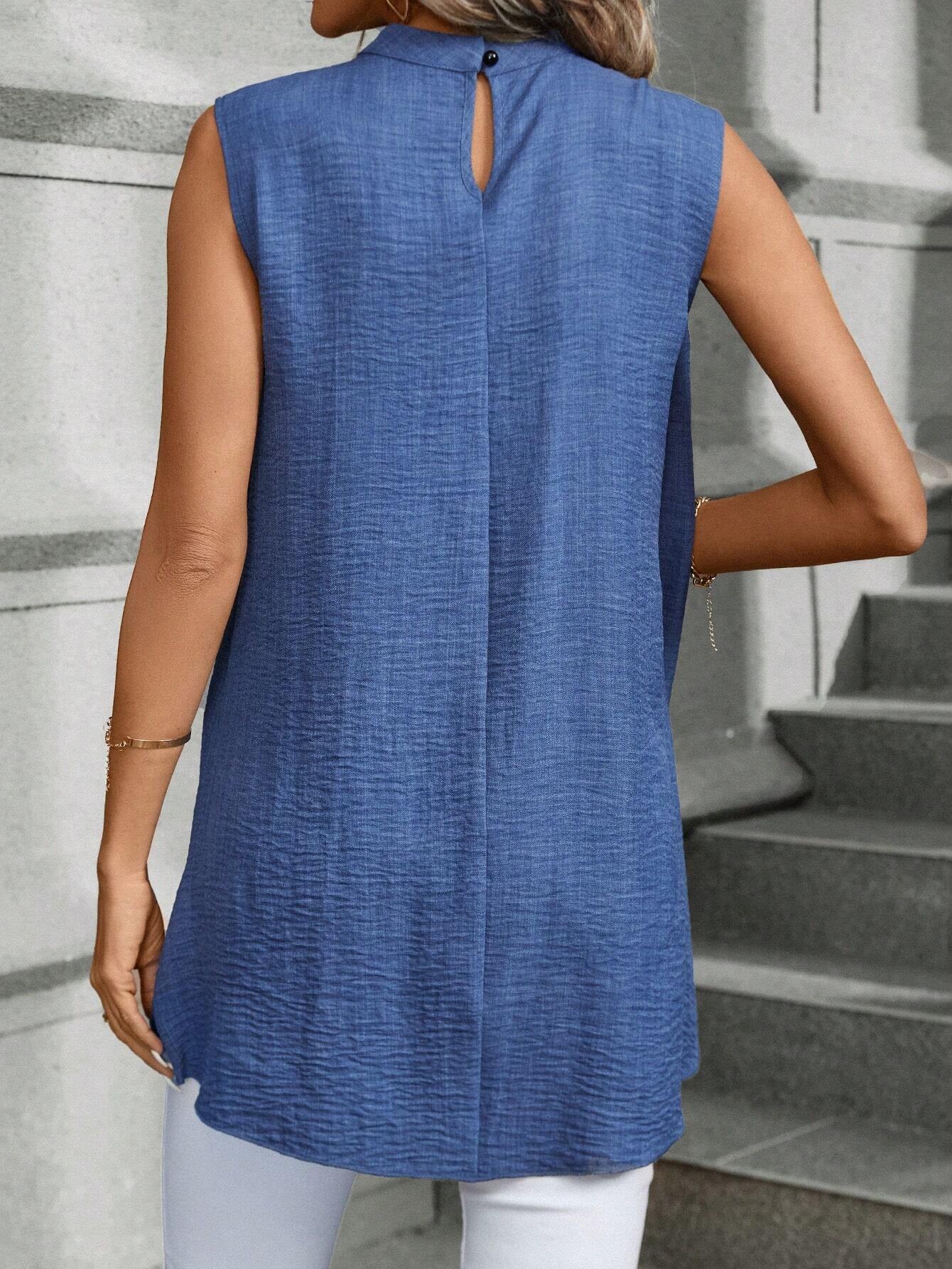 EMERY ROSE Women'S Asymmetrical Hem Sleeveless Blouse